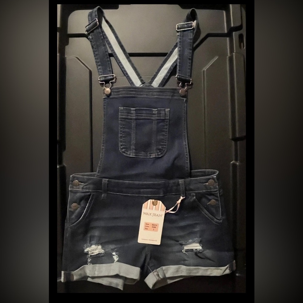 Wax Jeans Dark Blue Denim Overalls Shorts